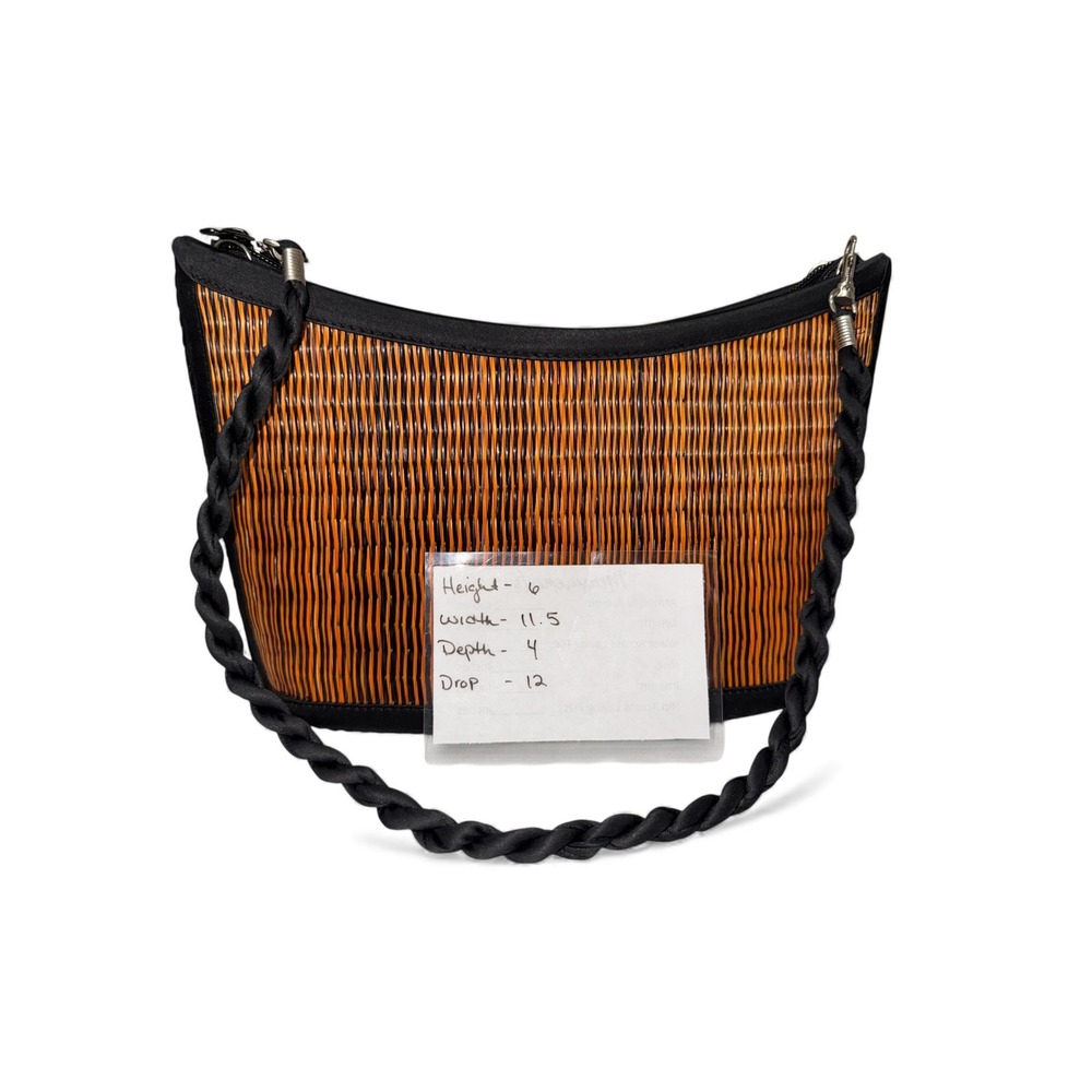Baskets Of Cambodia Woven‎ Straw Shoulder Bag Braided Strap Top Zip Closure - Picture 3 of 5